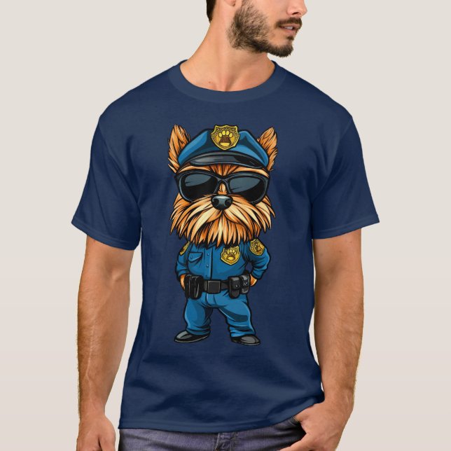 T-shirt Yorkshire Terrier Policewoman / Police Terrier T-S (Devant)