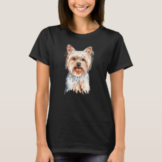 T-shirt Yorkshire Terrier Portrait Joli Chiot Aquarelle
