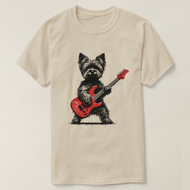 T-shirt Yorkshire Terrier Rock and Roll Chien  (Design devant)