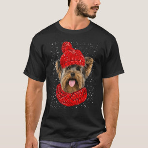 T-shirt Yorkshire Terrier Rouge Casquette d'hiver Noël Éch