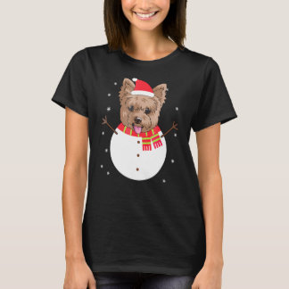 T-shirt Yorkshire Terrier Snowman Christmas Gif