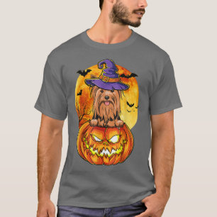 T-shirt Yorkshire Terrier Sorcière Citrouille Halloween Ch