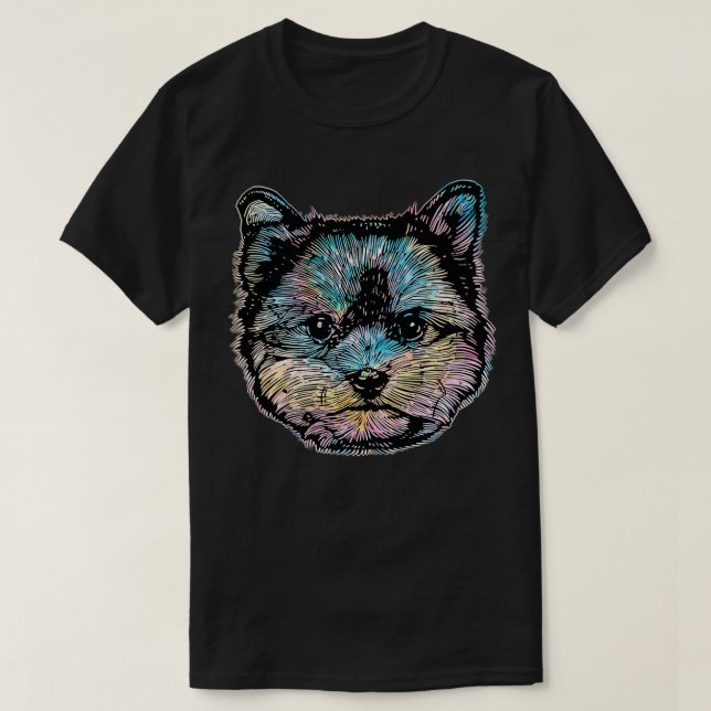 T-shirt Yorkshire Terrier Tie Dye (Design devant)