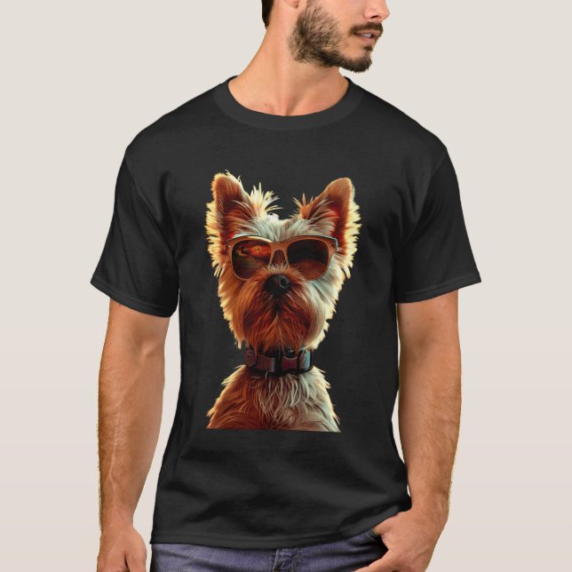 T-shirt Yorkshire Terrier with Sunglasses Dog Lover Cute Y (Devant)