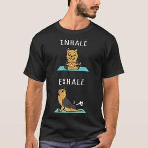 T-shirt Yorkshire Terrier Yoga Inspirer Expirez Drôle Gif