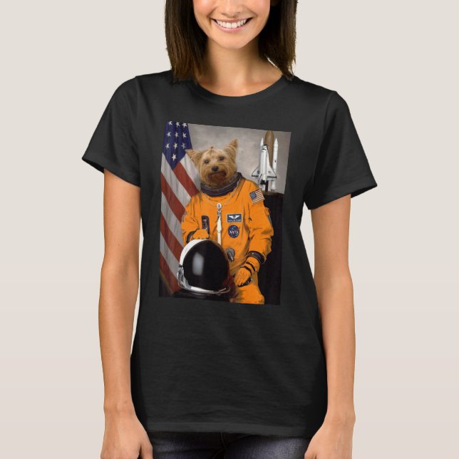 T-shirt Yorkshire Terrier Yorkie Astronaut Fier patriotiqu (Devant)