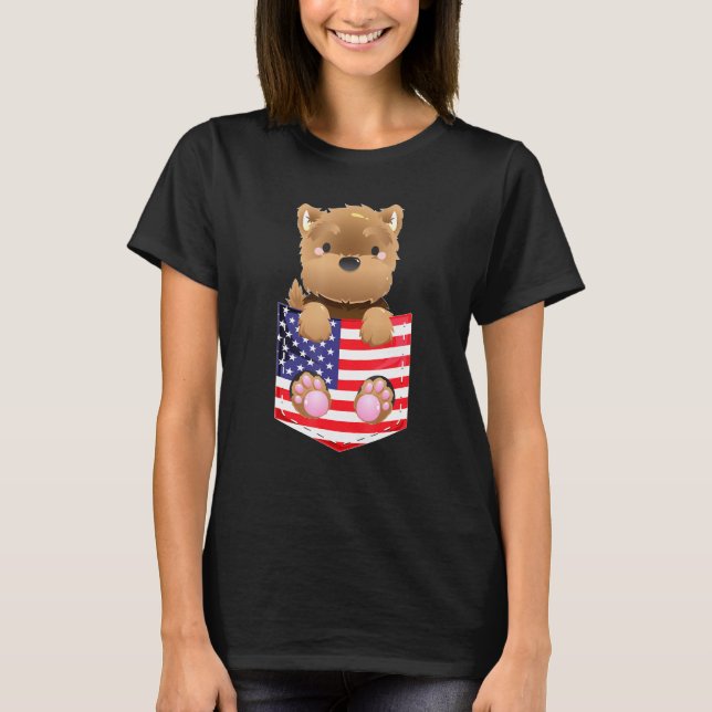 T-shirt Yorkshire Terrier Yorkie Us Drapeau Fake Pocket (Devant)