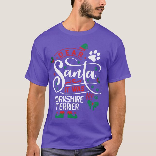 T-shirt Yorkshireerrier Chien de Noël Chien de race de fam (Devant)