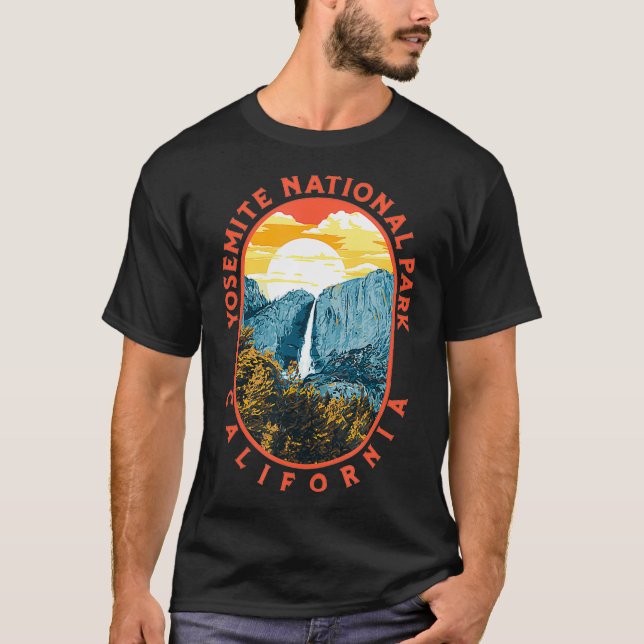 T-shirt Yosemite Falls - National Park California Retro  (Devant)