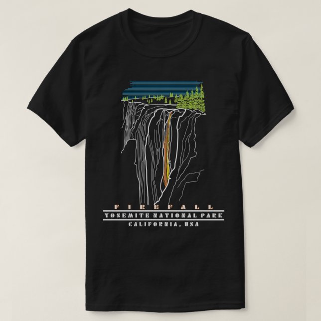 T-shirt Yosemite Firefall California USA Horsetail Falls S (Design devant)