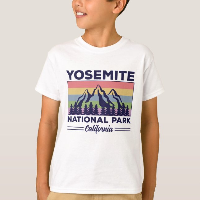 T-shirt Yosemite National Park California Retro Randonnée (Devant)
