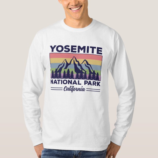 T-shirt Yosemite National Park California Retro Randonnée (Devant)
