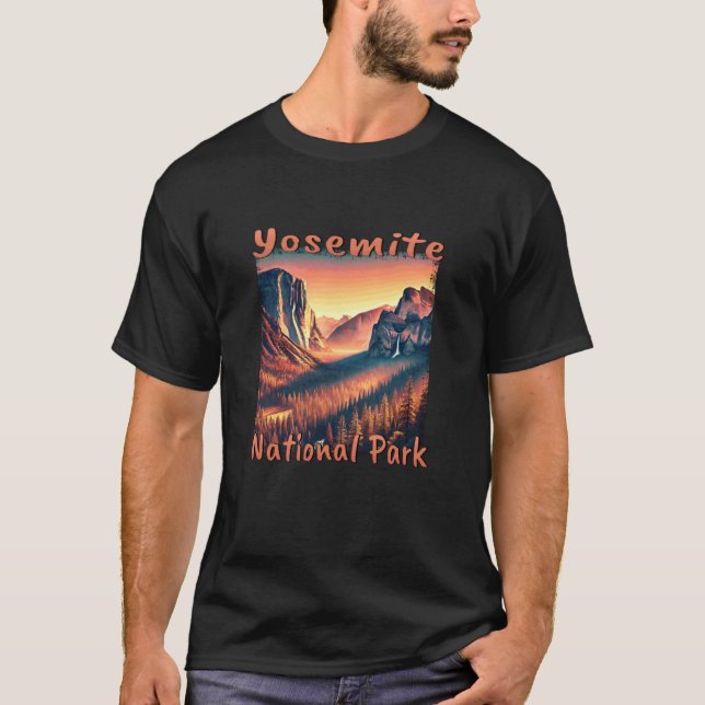 T-shirt Yosemite Sunset Hiking Nature Mountains (Devant)