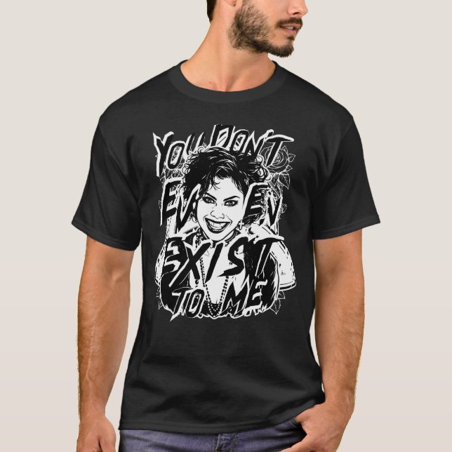 T-shirt You Don't Even Exist, Goth Girl, Tattoo Art Style  (Devant)