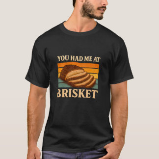T-shirt You Had Me at Brisket Retro Sunset BBQ Smoker Food