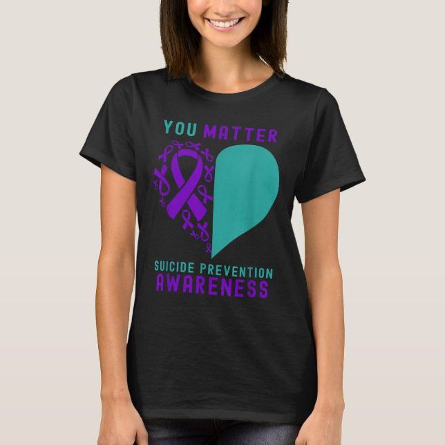 T-shirt You - Heart &amp; Ribbon Design Suicide Prevention (Devant)