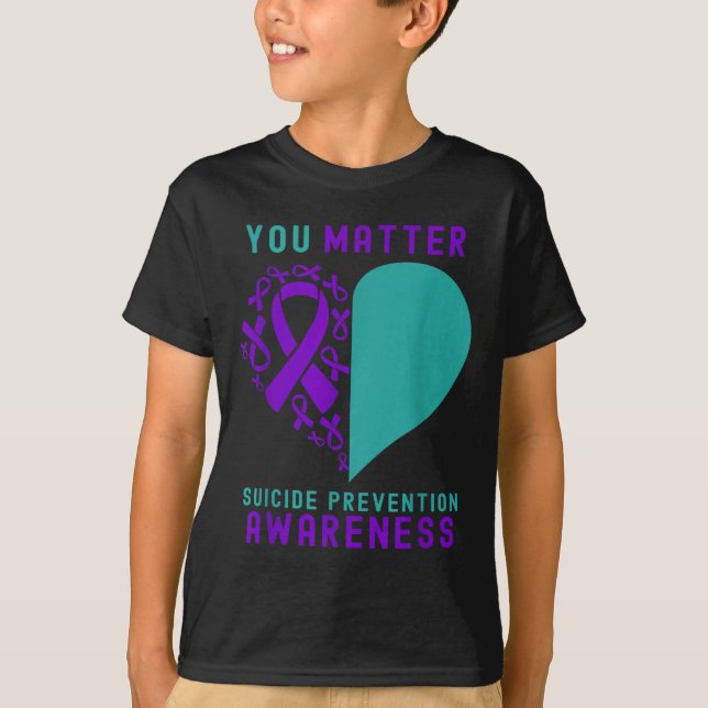 T-shirt You - Heart &amp; Ribbon Design Suicide Prevention (Devant)