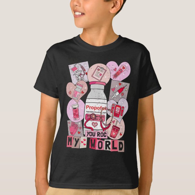 T-shirt You Rock My World Heart Nurse Love Hospital Valent (Devant)