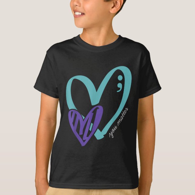 T-shirt You Suicide Prevention Awareness Teal Purple Heart (Devant)