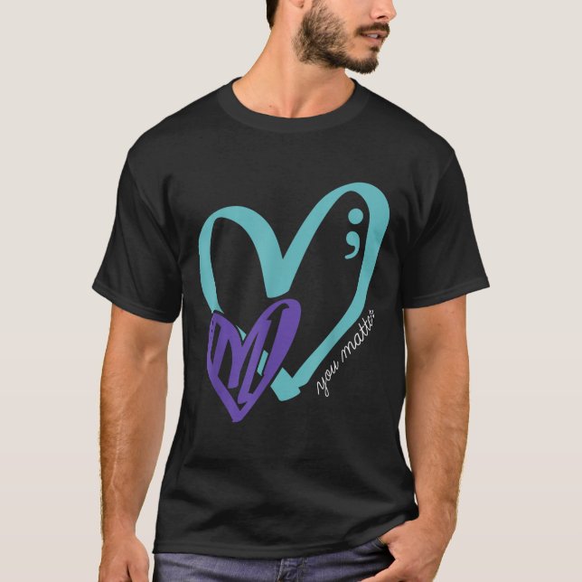 T-shirt You Suicide Prevention Awareness Teal Purple Heart (Devant)