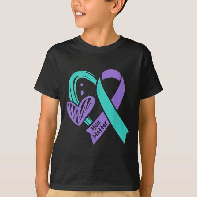 T-shirt You Suicide Prevention Awareness Teal Purple Heart (Devant)