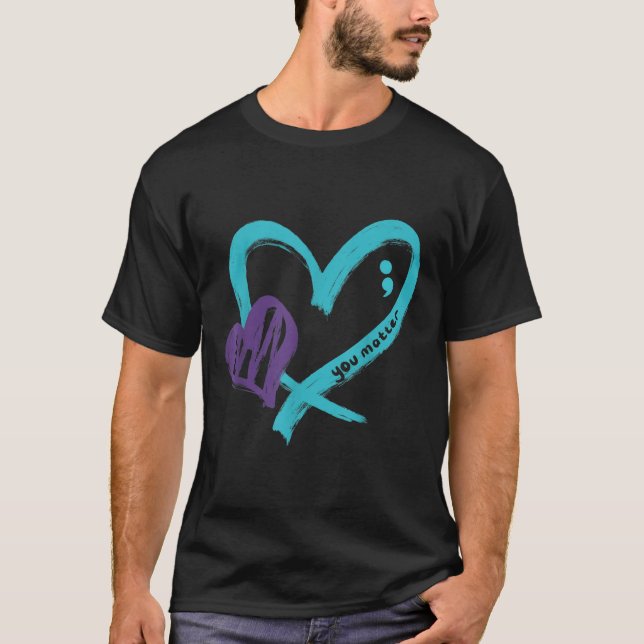 T-shirt You Suicide Prevention Awareness Teal Purple Heart (Devant)