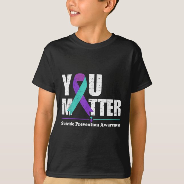 T-shirt You Suicide Prevention Awareness Teal Purple Ribbo (Devant)