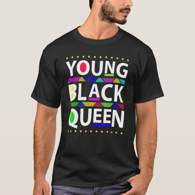 T-shirt Young Black Queen Black History Month Girls Kids (Devant)