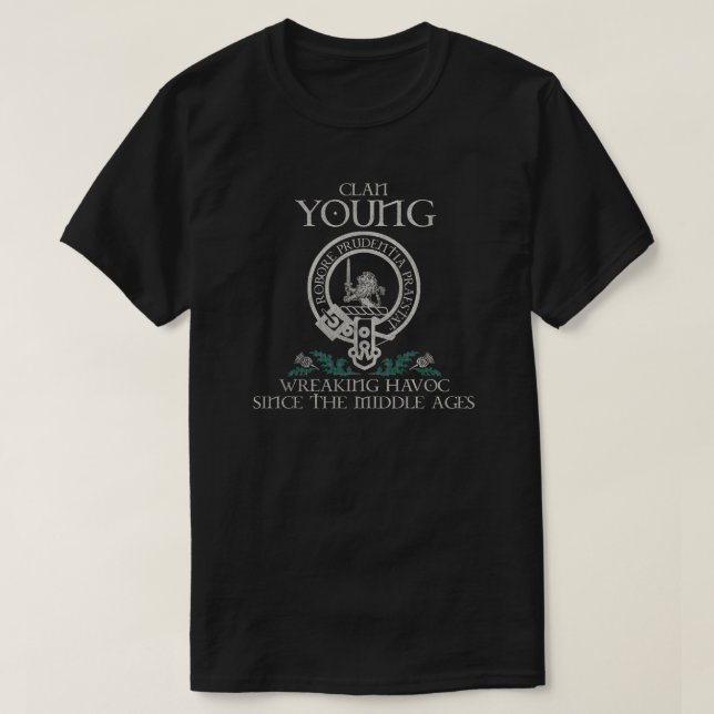 T-shirt Young Clan crest Scottish nom tartan Thistle (Design devant)