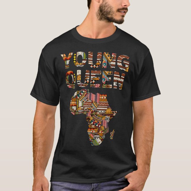 T-shirt Young Queen Black History African American Kente G (Devant)
