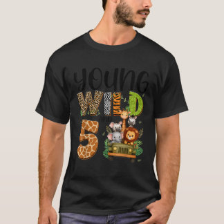 T-shirt Young Wild 5 ans Animal 5Anniversaire Enfants Bo