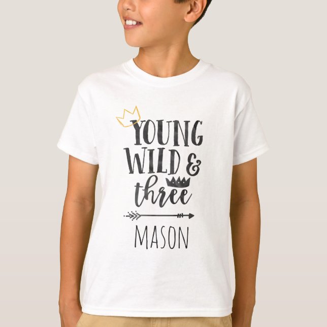 T-shirt Young Wild and Three Shirt Boy Girl (Devant)