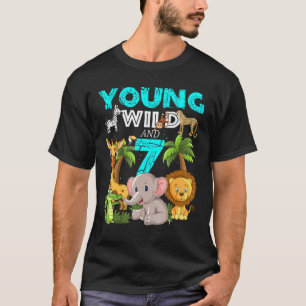 T-shirt Young Wild Et 7 - 7e Anniversaire Safari Zoo Anima