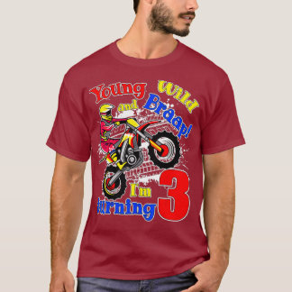 T-shirt Young Wild et Braap Je Tourne 3 Boy Motocross