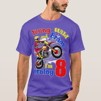 T-shirt Young Wild et Braap Je Tourne 8 Boy Motocross