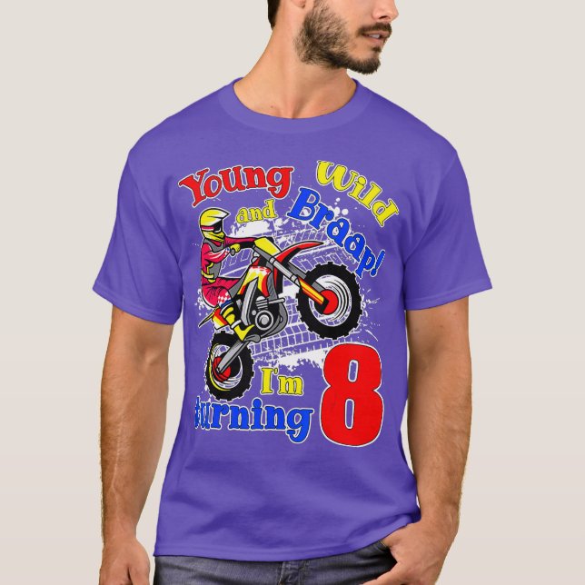 T-shirt Young Wild et Braap Je Tourne 8 Boy Motocross (Devant)