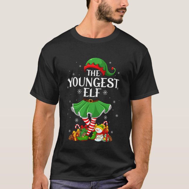 T-shirt Youngest Elf Christmas Family Elf Squad Xmas Girls (Devant)