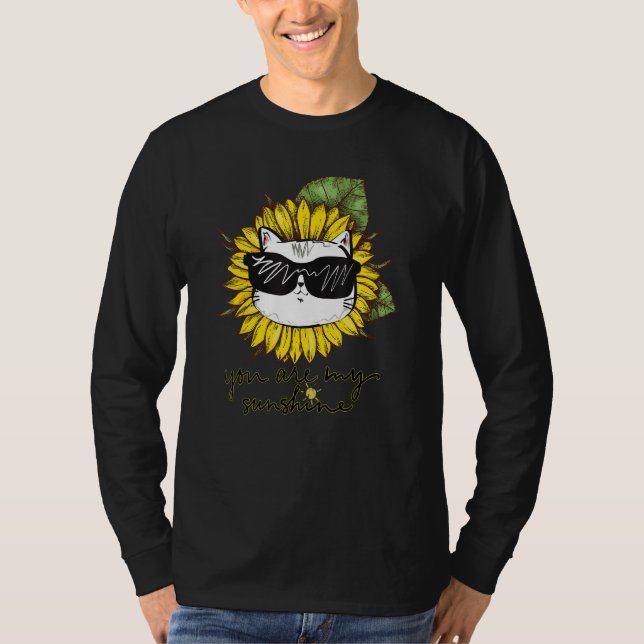 T-shirt Your Are My Sunshine Cat Sunflower Cat (Devant)
