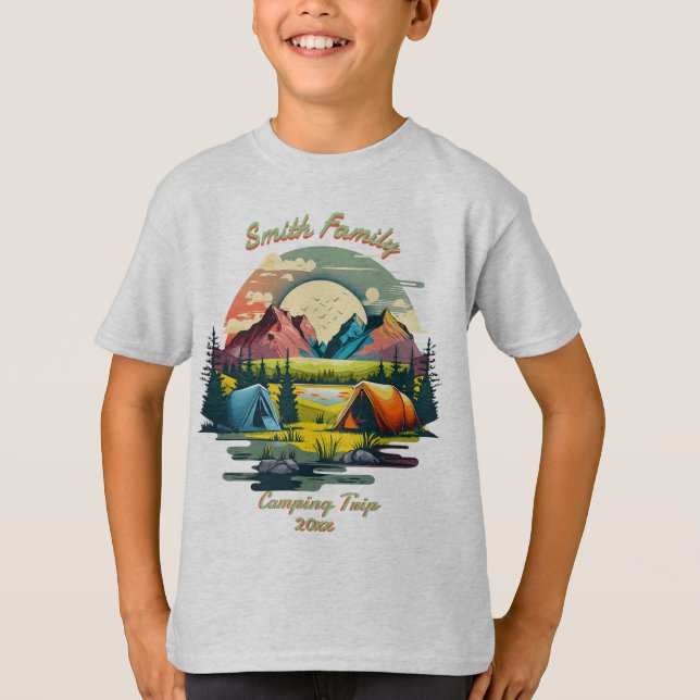 T-shirt "Your Family" Camping Trip 20xx Custom Boy's (Devant)