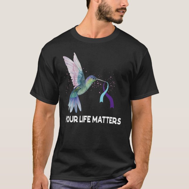 T-shirt Your Life Matters Ribbon N Suicide Awareness Menta (Devant)