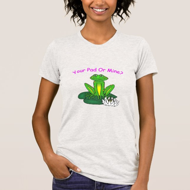T-shirt Your Pad or Mine? Women's Light Gray Short Sleeve (Devant)