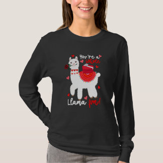 T-shirt You're A Whole Llama Fun Valentine Llama Flowers F