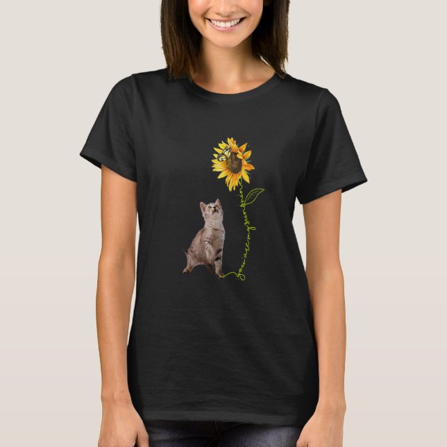 T-shirt You're My Sunshine Butterfly Grey Baby Cat Reach S (Devant)