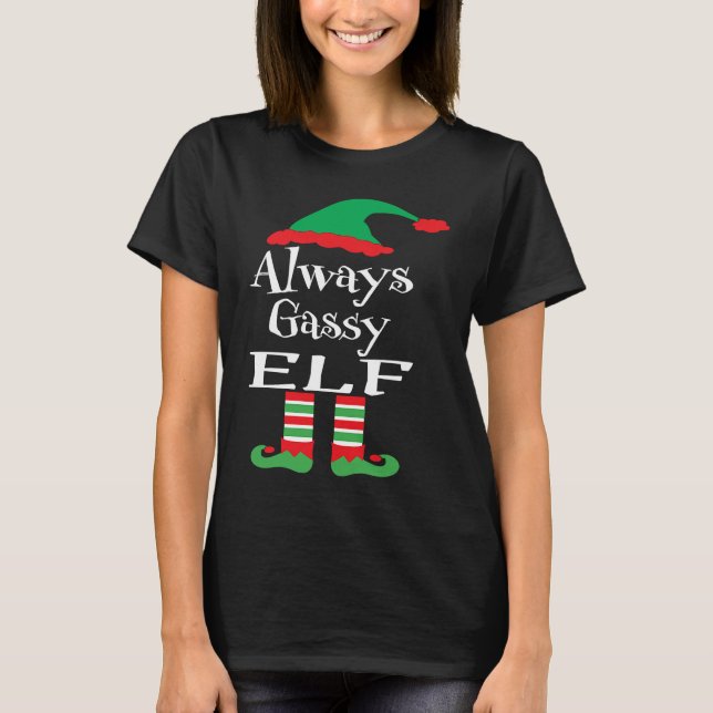 T-shirt Youth Always Gassy Elf  Family Christmas Matching (Devant)