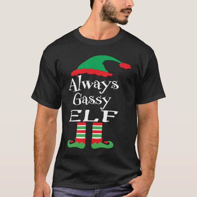T-shirt Youth Always Gassy Elf  Family Christmas Matching (Devant)