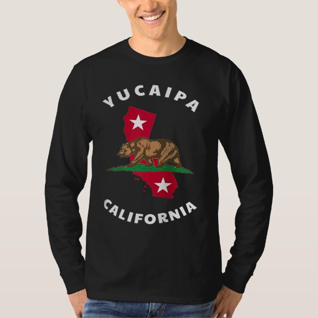 T-shirt Yucaipa California CA Flag and Bear Badge Souvenir (Devant)