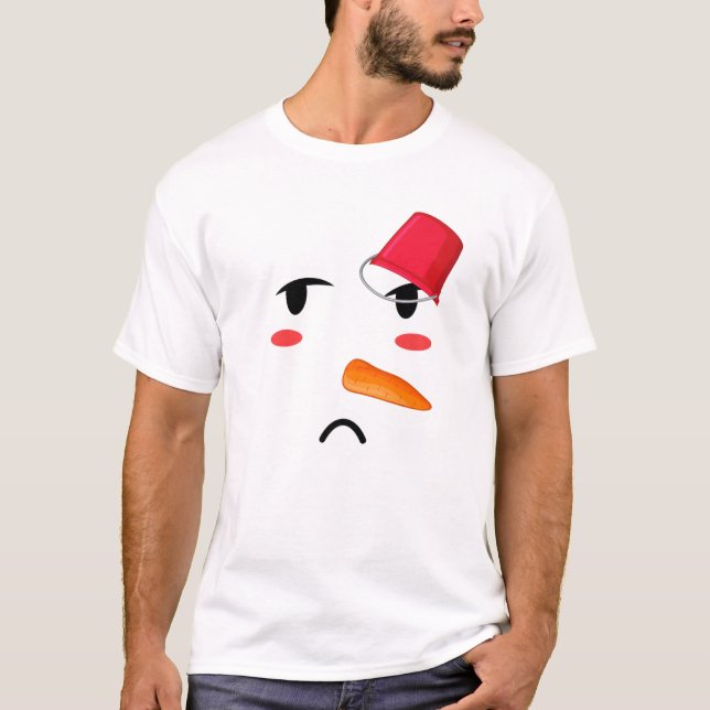T-shirt Yukidaruma Snowman Face Avec Carotte I Kawaii Anim (Devant)