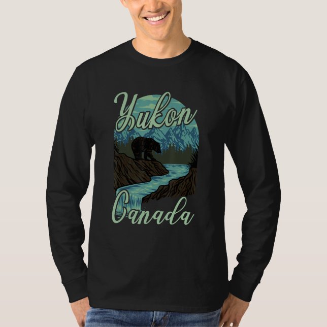 T-shirt Yukon Canada Nature Bear Mountains Attire For Men  (Devant)