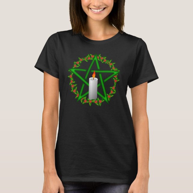 T-shirt Yule Holly Pentagram (Devant)