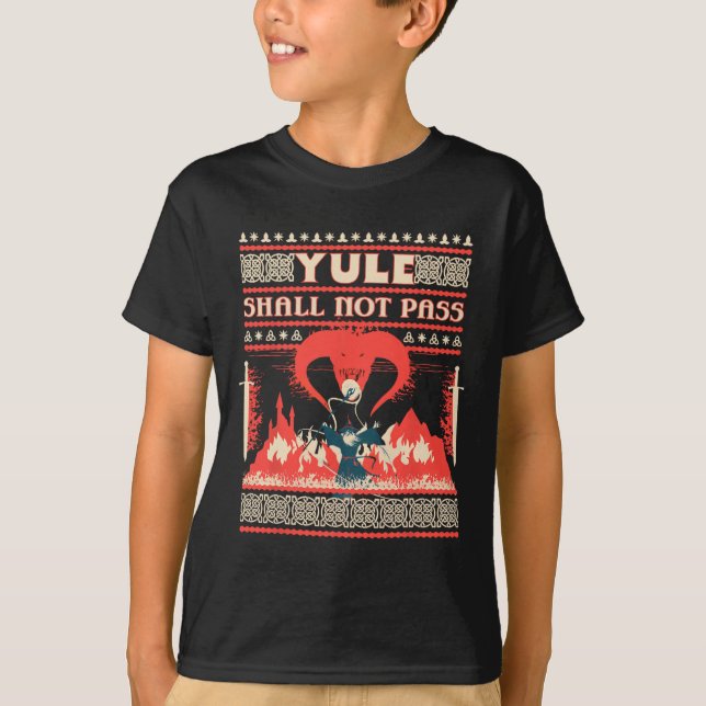 T-shirt Yule Shall Not P Fantasy Wizard Holiday Pun Funny  (Devant)